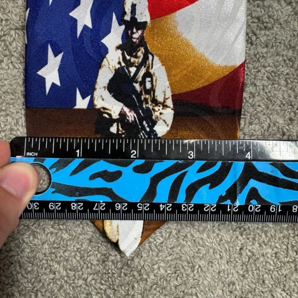 Steven Harris US Army Patriotic Necktie American Flag Military Soldier Humvee